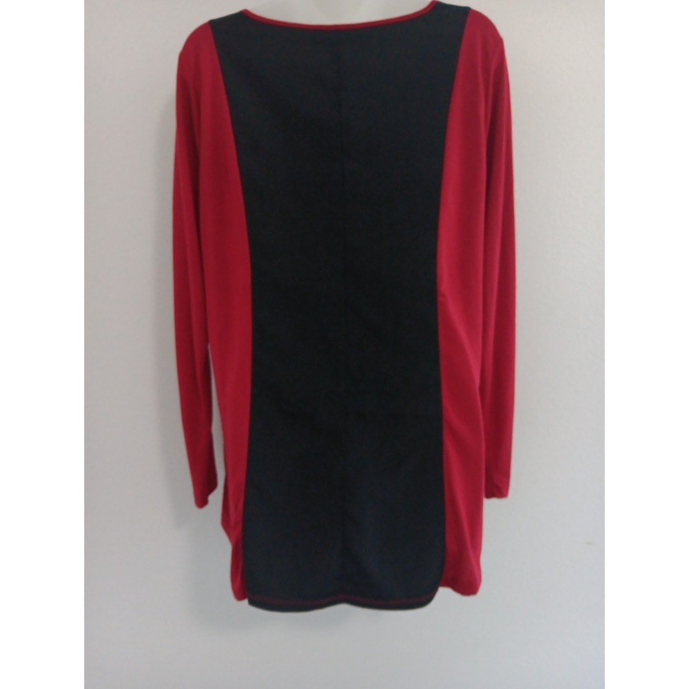 Y2K Long Sleeve T Shirt Womens Large Red with Velvet Texture Scuba Back Goth - Picture 5 of 11